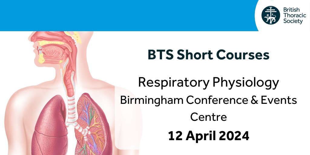 The BTS #Respiratory #Physiology short course, which will take place in Birmingham, is now available to book for 2024. For further information and to book your place, see the BTS website: bit.ly/3saTywM #RespEd #RespIsBest
