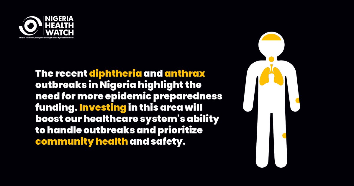 nighealthwatch's tweet photo. The recent diphtheria &amp; anthrax outbreaks in Nigeria increase the need for epidemic preparedness.

These outbreaks will not be the last the country will face. Thus, we must strengthen our health security to effectively detect, prevent &amp; respond to them.
#PreventEpidemicsNaija https://t.co/F7ceMKK0QJ