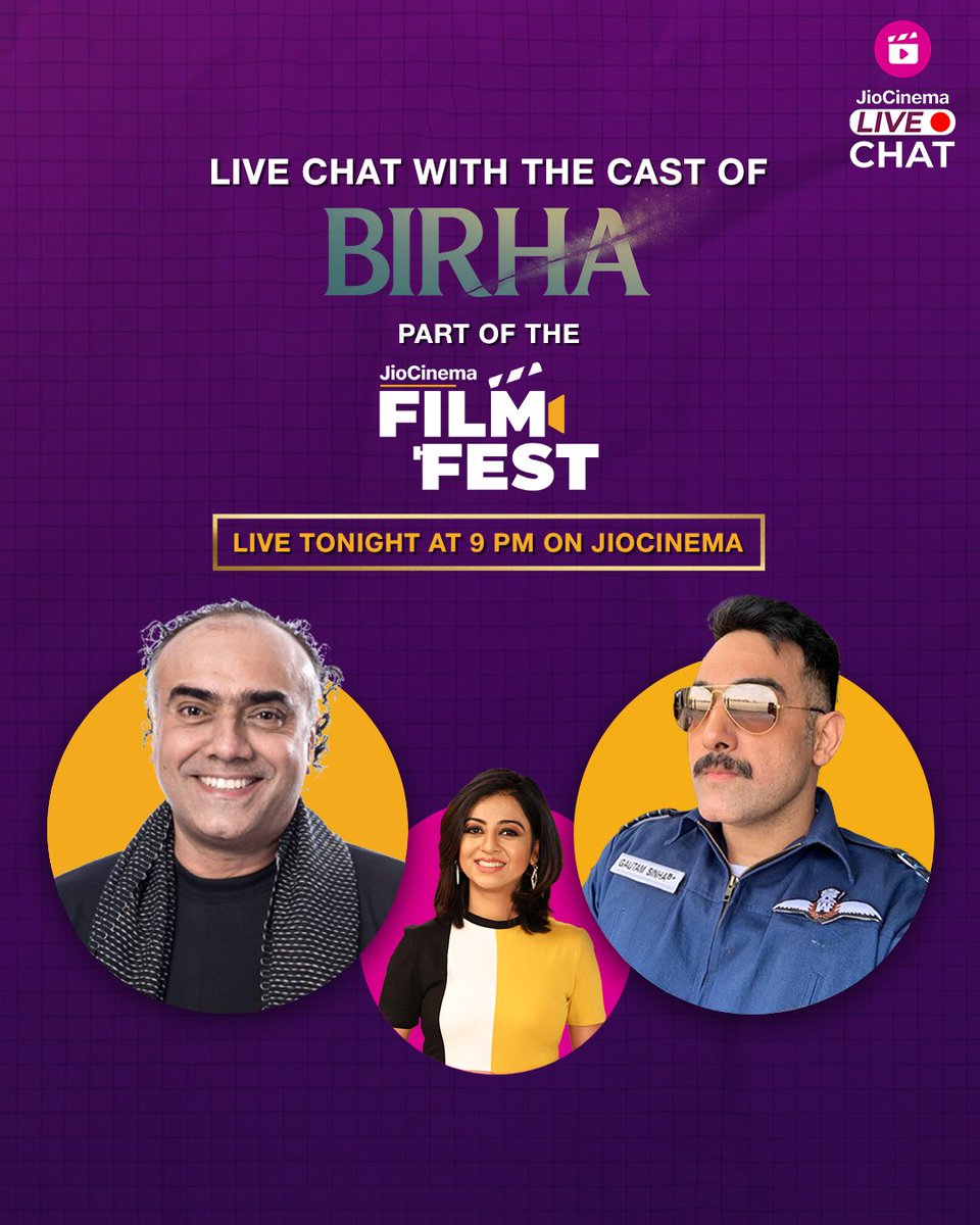 Join us tonight at 9 PM for an exciting LIVE discussion with Rajit Kapur and Manav Vij. Hear firsthand about their experiences while shooting 'Birha: Journey Back Home,' an unmissable premiere at the #JioCinemaFilmFest! #RajitKapur #ManavVij #JioCinema