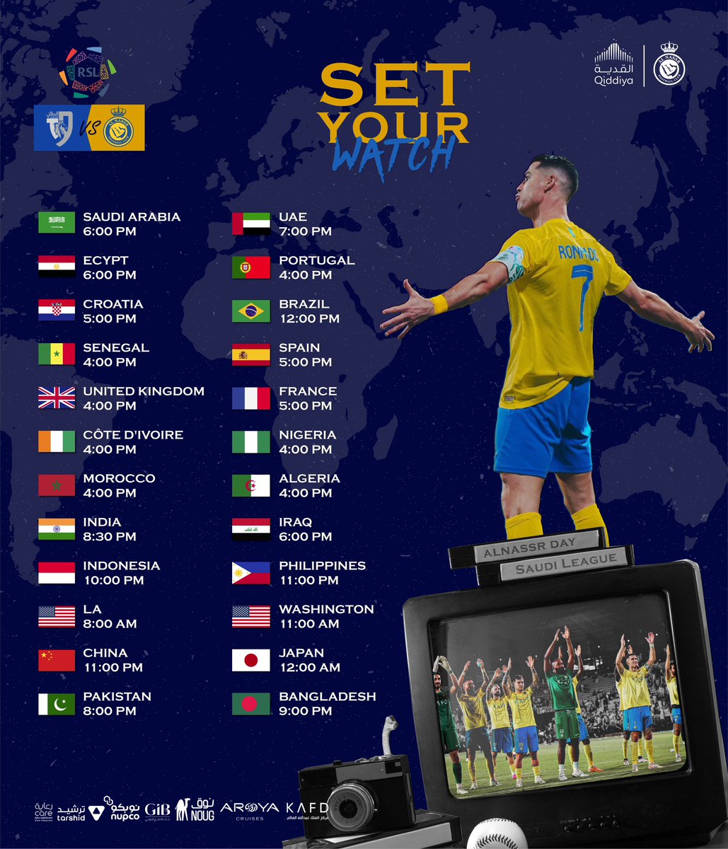 TIMEZONE 🌍
#NassrDay 🤩

Drop a flag from where you will watch the game ⚽🌏