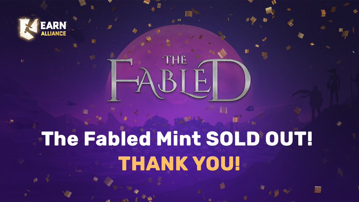 EarnAlliance's tweet photo. ANOTHER AMAZING FEAT! 

@TheFabled SOLD OUT in LESS THAN 3 MINUTES, one of the fastest mints in @EarnAlliance history!

Thank you for your support, Allies! 🙇‍♀️🙇❤️ https://t.co/AbJfSWhXNa