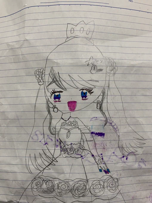 娘(5)、絵がめっちゃ上手くなったな〜!と思ってたらこういうの出してくるので油断できない(動物の解像度が著しく低い) 