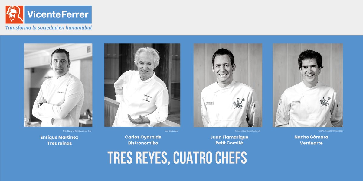MarianGarcia_'s tweet photo. Cuatro chefs se unen de manera altruista para preparar un menú que recogerá lo mejor de la gastronomía navarra por una causa solidaria.  ¡Te esperamos en #TresReyesCuatroChefs, la primera cena solidaria que celebramos en Navarra!  👉 RESERVAS: https://t.co/h2H1flRVGT… https://t.co/kGCFEoGKya