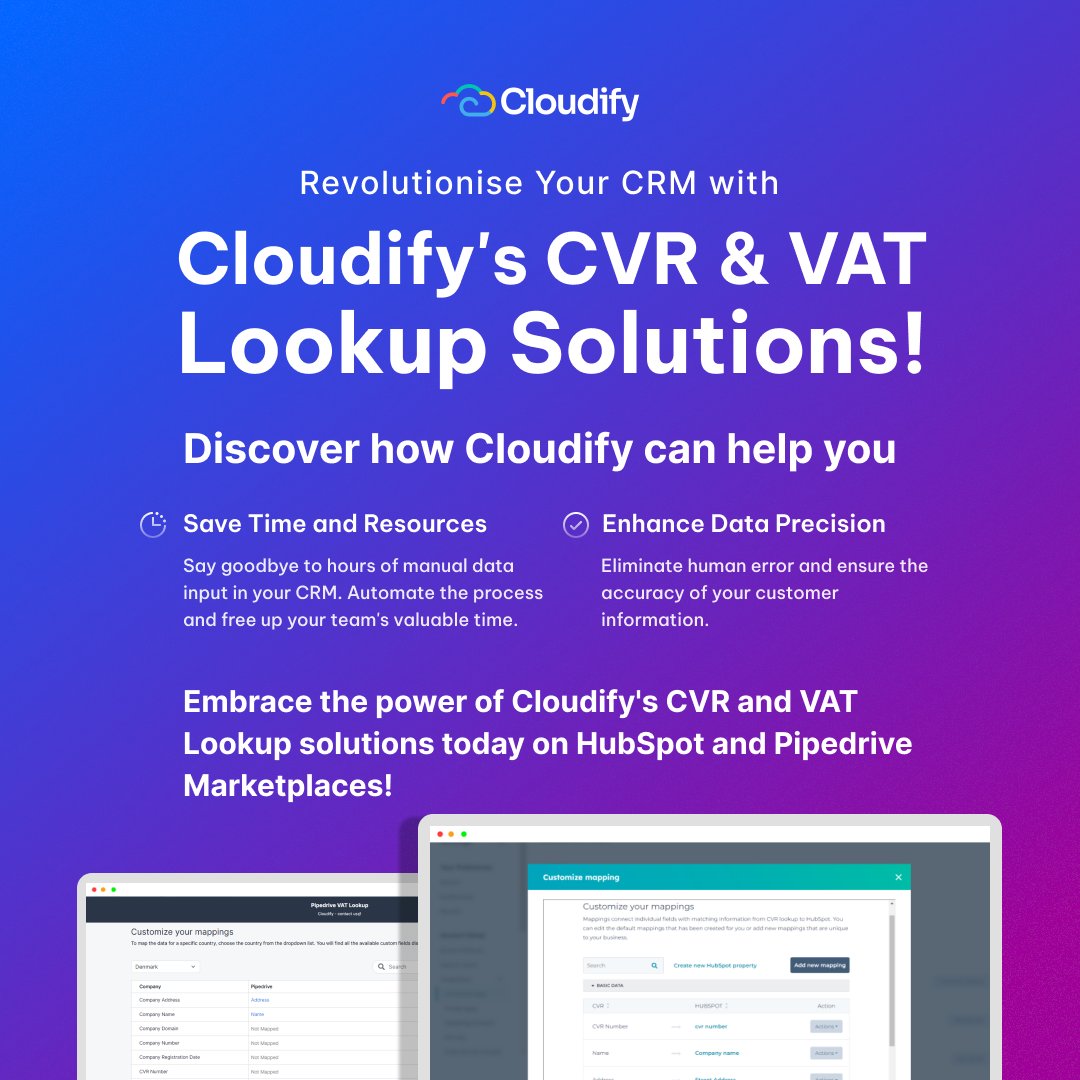 Explore our latest blog on Automated Data Entry in Modern CRM Systems. Learn how Cloudify can revolutionize your CRM experience. Try our integrations with HubSpot and Pipedrive Marketplaces today! 

Visit our page: hubs.li/Q022-_mL0

#DIYautomation #CloudifyApS #CRM
