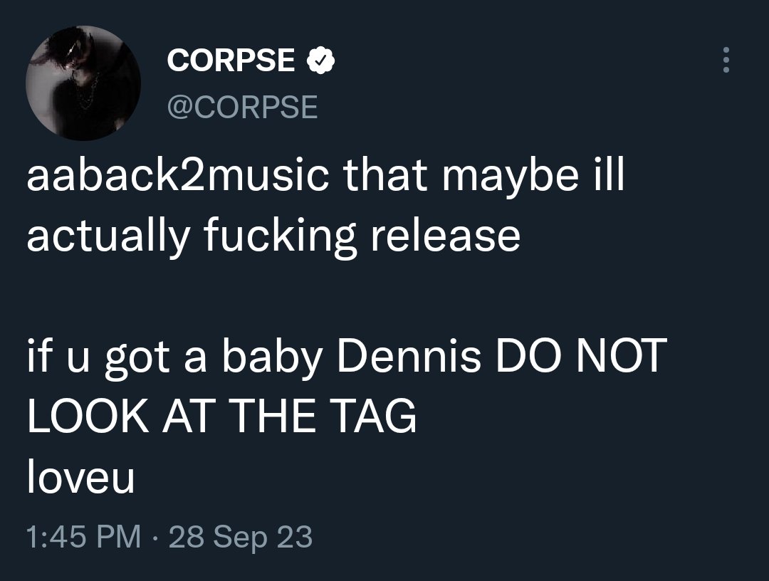 Corpse_Deleted's tweet photo. corpse deleted tweet 

tweeted: 28th September 2023, 1:45 pm PT https://t.co/dXjVn980Gu