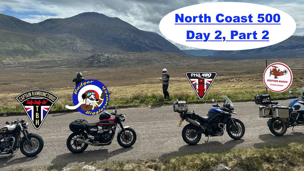 Tally Bally Ho! 

Premieres tonight at 6pm UK time! Loch Hope to Rock Stop Cafe… 

youtu.be/nFa_rnJ74oM?si…

#nc500 #Triumph_uk #triumphspeedmaster1200 #triumphspeedtwin #triumphTiger800XC #bmwGS1250A #lochhope #rockstopcafe