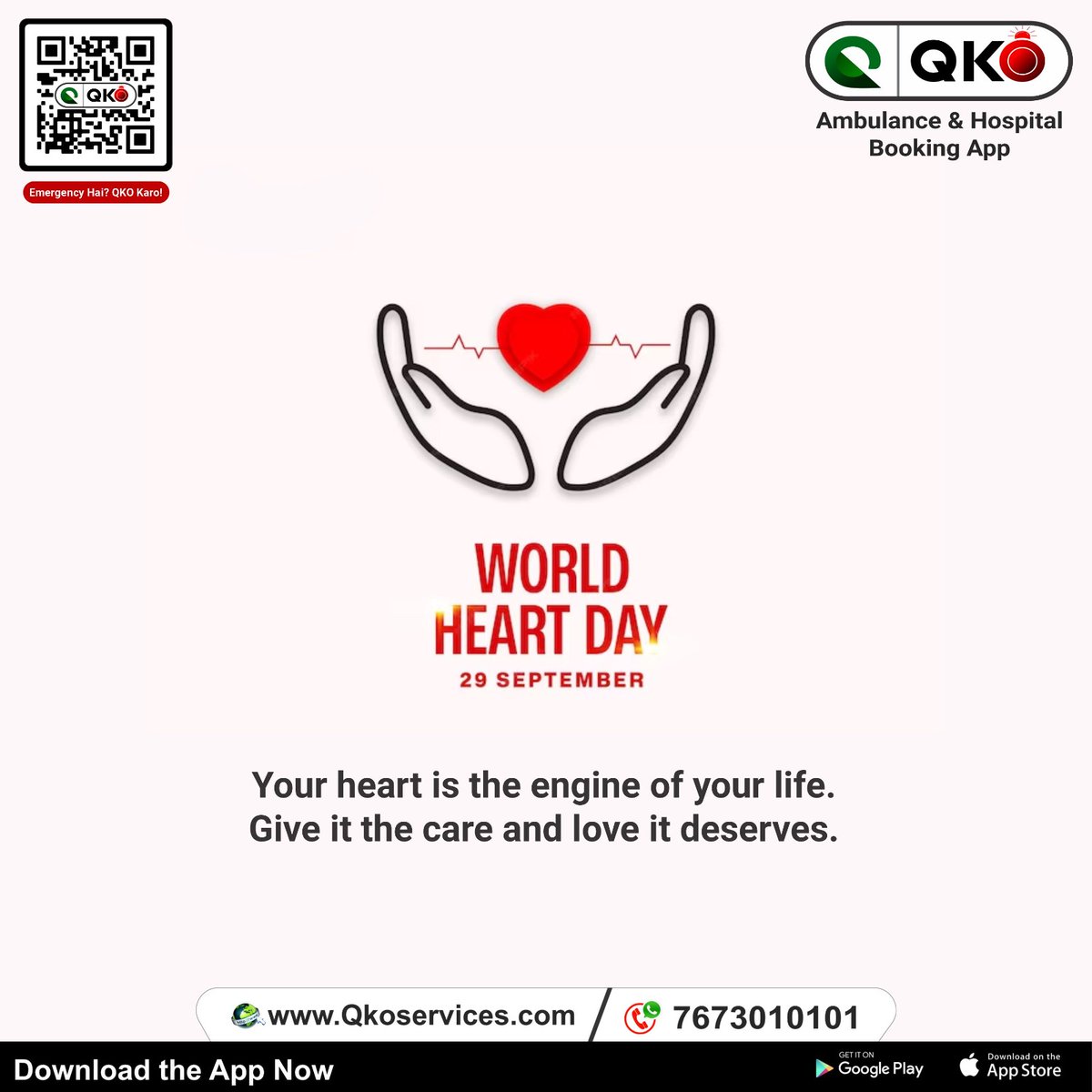 QkoServices's tweet photo. Every heartbeat is a reminder of the gift of life. Cherish your heart on #WorldHeartDay .

Follow Us: @QkoServices

#EmergencyServices #qkoservices #ambulancesuppor #WorldHeartDay2023 #heartday #hearthealth #heartdisease #HeartCheck #HeartCareMatters #HeartDay2023 https://t.co/TXmL3ZdB8n