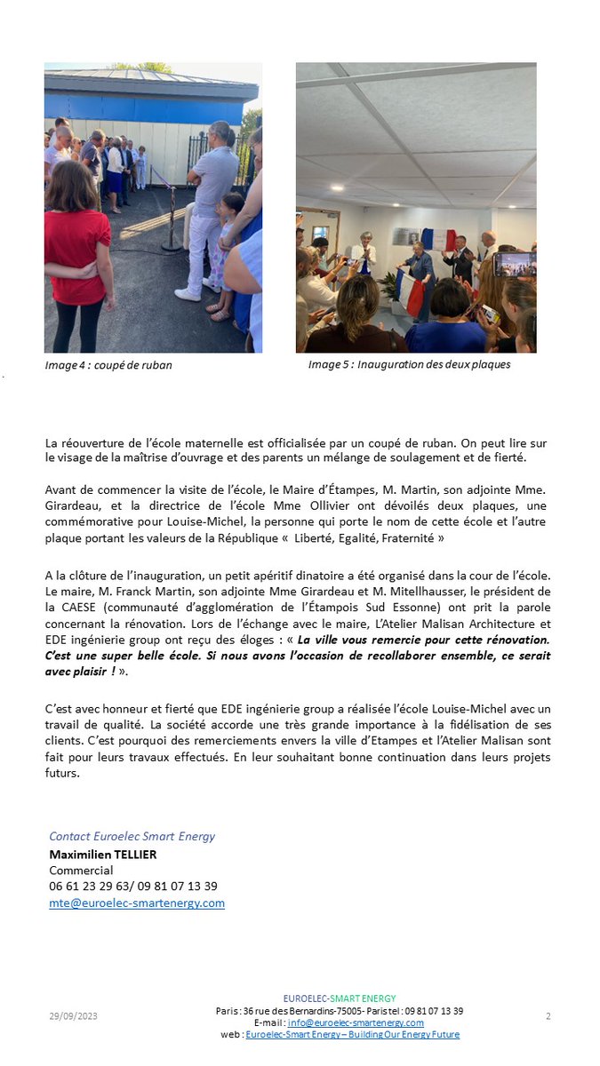 Euroelec's tweet image. Communiqué de presse sur la rénovation de l&apos;école élémentaire Louise-Michel à Étampes !
