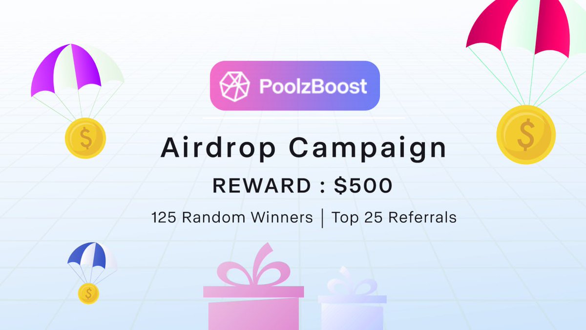 🚀 Airdrop: PoolzBoost
💰 Value: $2.5
🏆 Winners: 125 random
👥 Top 25 Referrals: $7.5
📅 End Date: 13th October, 2023
🏦 Distribution Date: 16th October, 2023

Talk with the Telegram Bot
t.me/PoolzBoostAird…

#Airdrop #Airdrops #Crypto