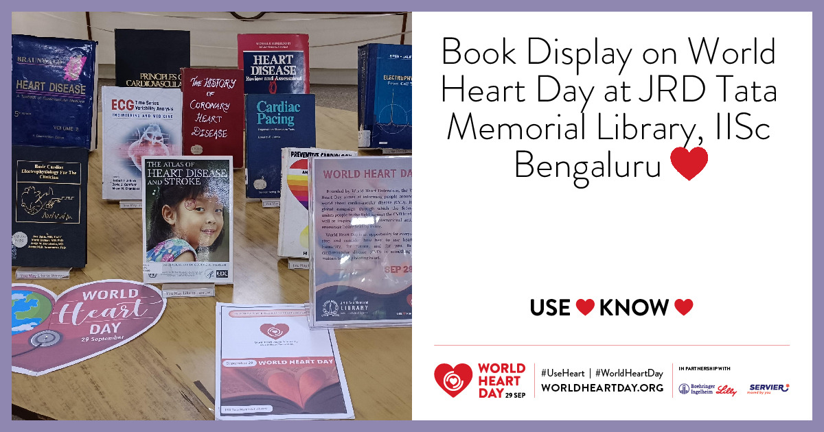 jrdtml_iisc's tweet photo. Book Display on World Heart Day at JRD Tata Memorial Library, IISc, Bengaluru

#worldheartday #worldheartfederation #jrdtml #iiscbangalore https://t.co/Go0gpkUh1L