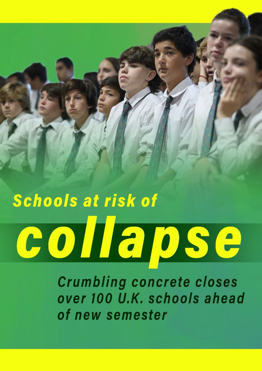 UK schools at risk of collapse

#Gaslighting #ToryLies

#SchoolsforNature

#ToryCriminalsUnfitToGovern