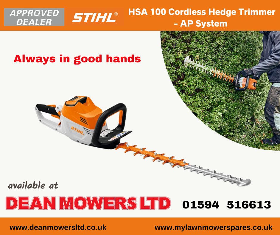 DeanMowers's tweet image. Are you looking for a serious, battery powered hedge trimmer? 

Powered by STIHL’s AP system; the @STIHL_GB HSA100 delivers a mighty cutting experience, ideal for professional use on nurseries, groundskeeping and landscape maintenance. 

See it in our showroom now! 
#batterytools