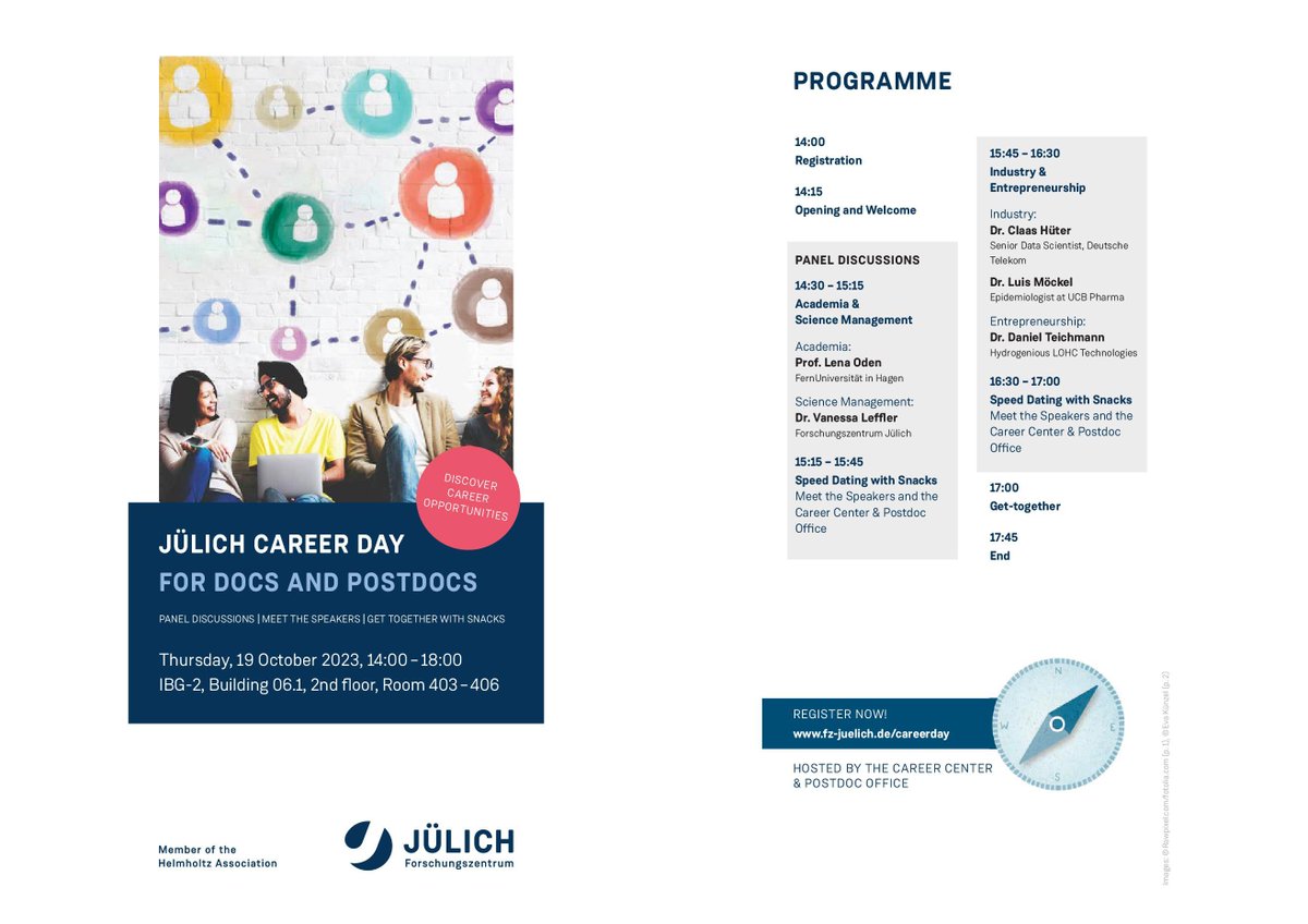 Jülich Career Day 2023 @fz_juelich 🗓️ Oct. 19, 2023 🕑14:00 - 18:00 Explore career prospects for postdocs & PhD researchers! Connect with experts from diverse scientific backgrounds, including industry, academia & scientific management. Register now: fz-juelich.de/en/career-cent…