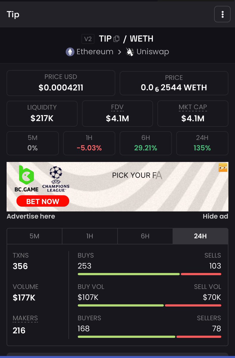 Ohjayy's tweet photo. 🔥 Back to $4M Mcap. 
🔥 1.7 Billion $tip @tipcoineth points 
🔥 20% Supply release. 
🔥 Drop a $tip if you’re excited like me. 

Epoch 2 claim is coming.
Today is the last day to farm $tip 

Let's get tipping guys 🫡 https://t.co/m9NXH1w428