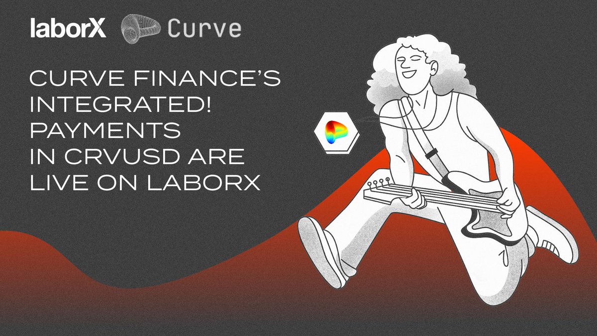 New Rock Star in the house! 🤘 

Curve Finance, a DEX that specialises in stablecoin trading and one of the best-performing DeFi projects, is now fully integrated with LaborX 🔥 

Our Web3 jobs platform now supports $crvUSD, allowing freelancers to choose the token as their
