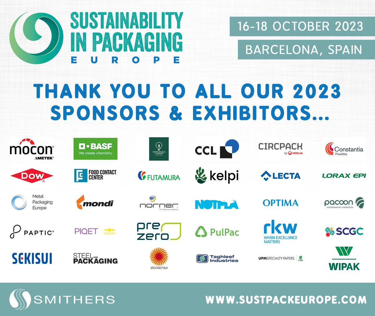 With #SustainabilityinPackaging now under 3 weeks away, we want to thank all of our 2023 #sponsors and #exhibitors for their support. Find out more about how you can join them here sustainability-in-packaging.com/sustainability… #sustainability #packaging #sustainablepackaging #sustpack