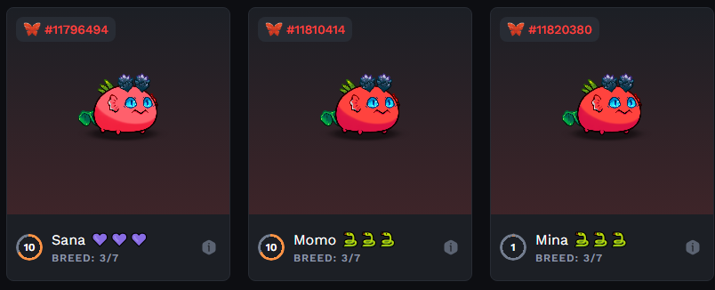 Str4wberryCheek's tweet photo. Anybody from this space who's going to watch TWICE in Philippine Arena this weekend? LEZGAUUR! anyways just wanted to share my very own "Misamo" HAHA really tried to get identical ones however one is a tad bit lighter HAHA. 

#AxieOrigin https://t.co/SKDwznyq1N