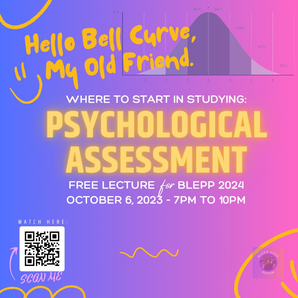 📆 Request Granted! 

Circle October 6, 2023, on your calendar! Our free live lecture is all about Psychological Assessment.

Catch us live on Facebook on the said date above, 7pm to 10pm. 

#rpm2024
#blepp2024
#rpmtwt