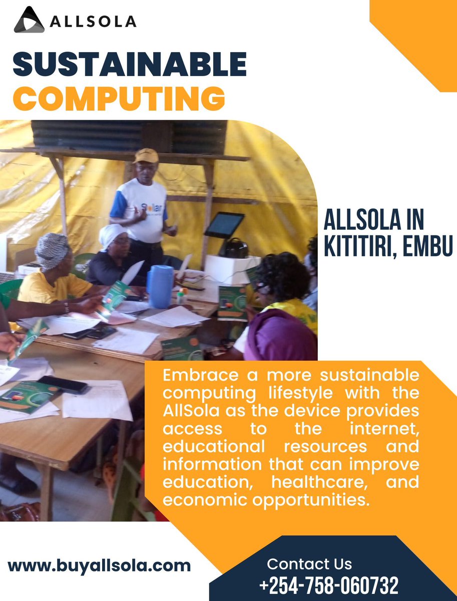 AllSola_22's tweet photo. The AllSola provides access to the internet, educational resources and information through its computing platform. Contact us on +25475806073 or visit https://t.co/jj45rzX4Pk

#Solar #blackout #Renewableenergy #Business #Technology #Digital #Energy #Economy #Offgrid #Africa https://t.co/am9TNilr0n
