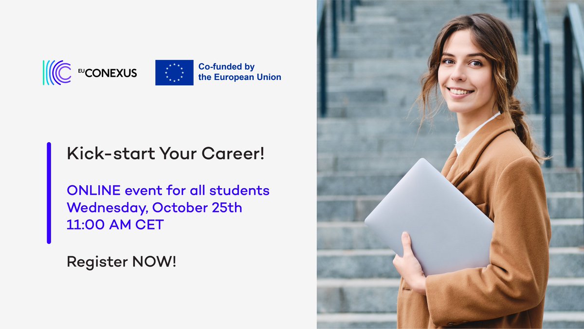 📣Calling all students! Get tips and inspiration on your next career steps! ℹ️ Join Kick-start Your Career! with @EU-CONEXUS ⏰ Wednesday 25th October 11am CET ➡️ Register here - wit-ie.zoom.us/webinar/regist…