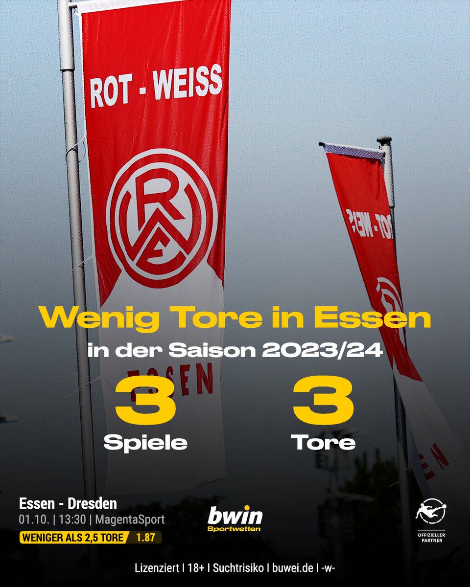 16.840 Zuschauer kommen durchschnittlich zu den Heimspielen von RW Essen - und das, obwohl es bislang nur wenige Tore zu bestaunen gab. Wie endet die Partie gegen Tabellenführer Dresden? 👉 bit.ly/3PSnTtv