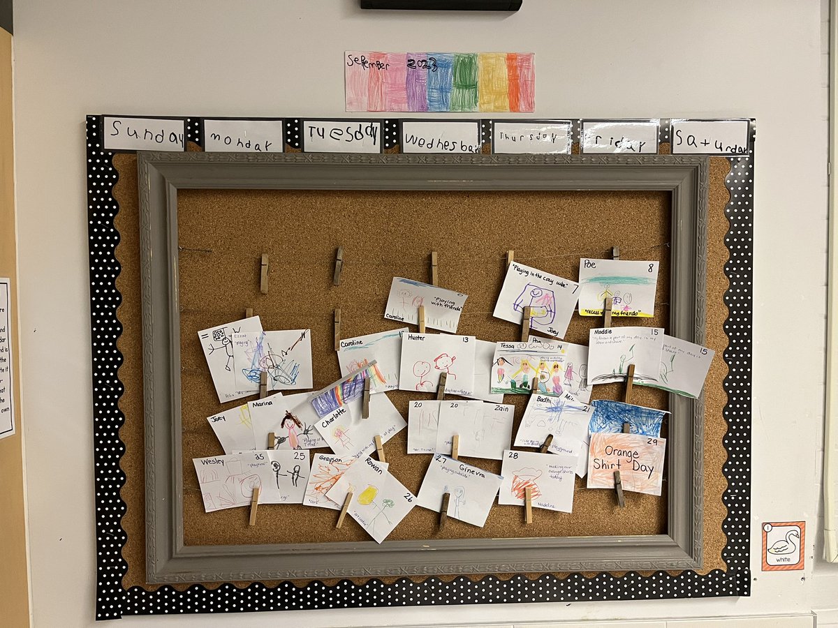 Co-created calendar.  The Show and Share student draws their favourite part of the school day.  <a href="/mountsfieldps/">Mountsfield Public School</a> @tvdsb <a href="/TVDSB/">Thames Valley DSB</a>Kinder