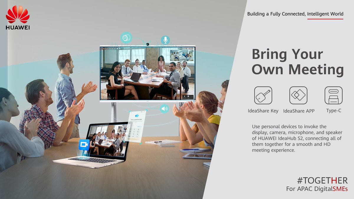 HuaweiEntAPAC's tweet image. Experience the future of meetings with HUAWEI IdeaHub S2! 📷 Seamlessly go from personal devices to IdeaHub S2 with Bring Your Own Meeting (BYOM). Connect and collaborate your meetings effortlessly! bit.ly/3ELtxXZ
#IdeaHubS2 #SmartMeeting