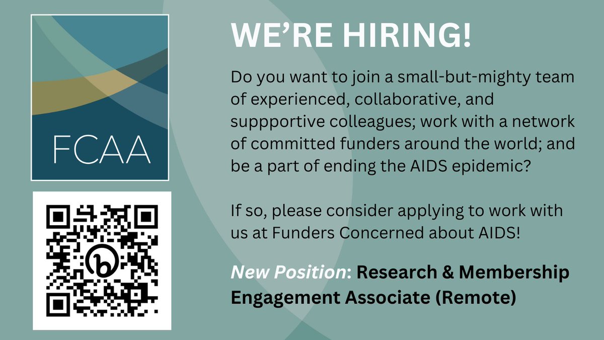 maseoni's tweet photo. @FundAIDSFight Funders Concerned About AIDS is hiring! If you love data and people, please apply! #salesforce #HIV #nonprofit https://t.co/pN1lTihHkc