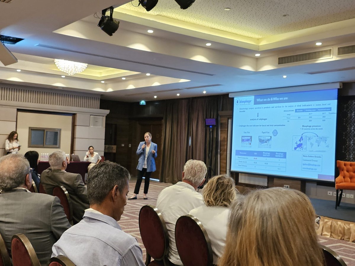 bluephageWATER's tweet photo. Bluephage's CCO @guilera_nuria showcased the company's latest technological innovations for quickly and efficiently detecting #coliphages in water during the @AewenProject in Tunisia together with @CatalanWaterP https://t.co/n2xLguxbYL