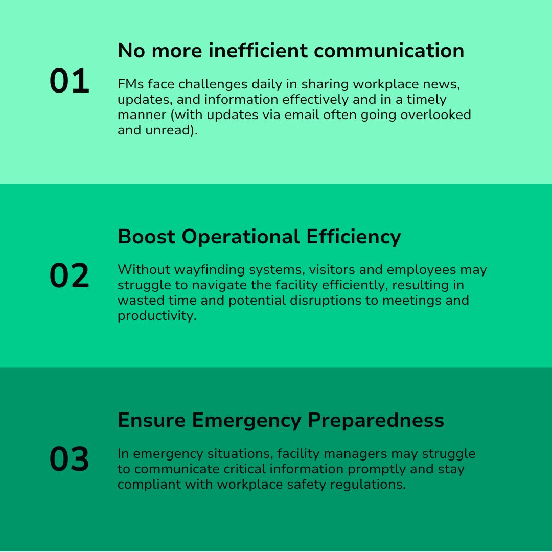 Did you know that digital signage can solve your communication challenges? 

Here are 3 compelling reasons why it's essential for your facility.

Check out our award-winning panels and take your facility management to the next level! 👉 iadea.com