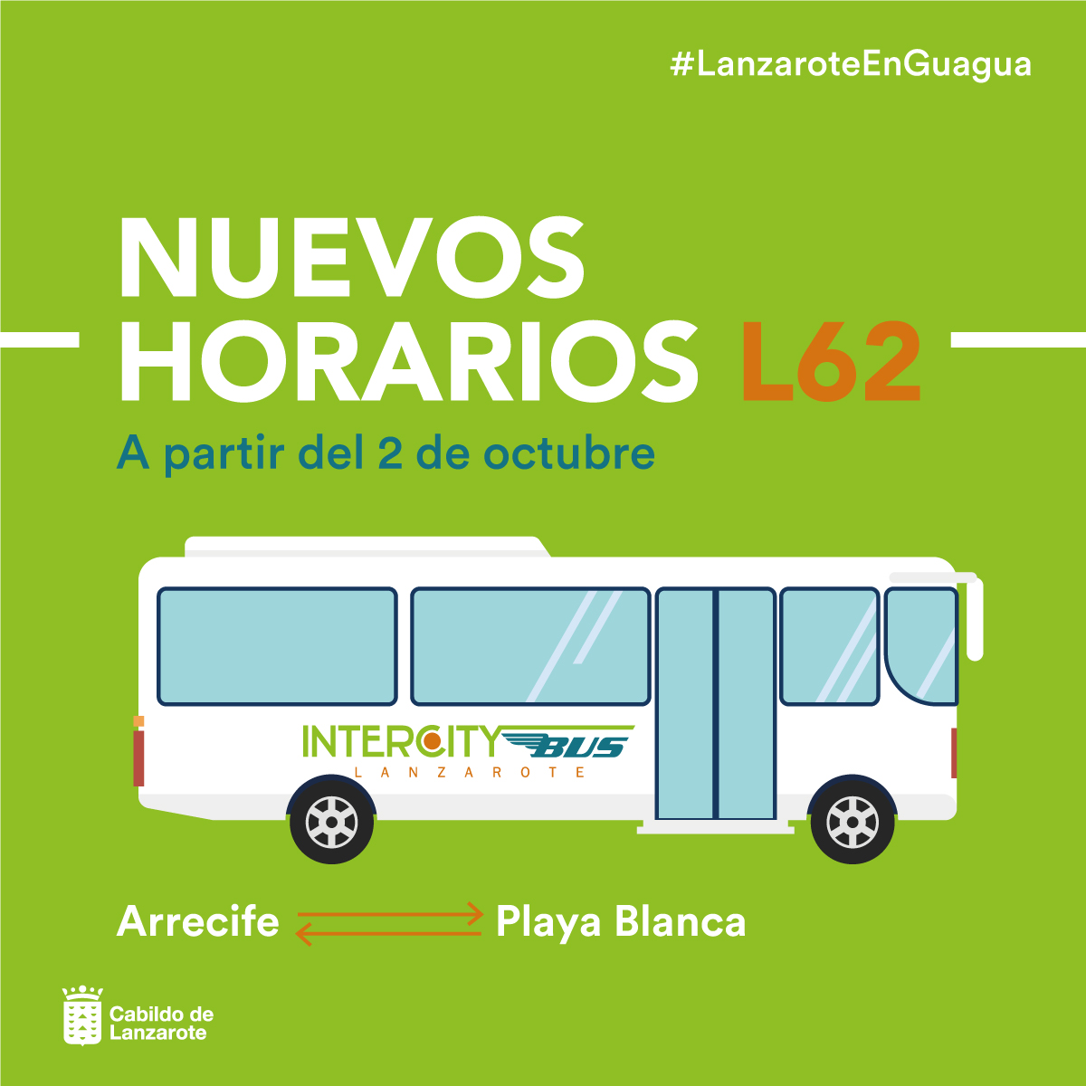 intercitybuslz's tweet photo. #𝗔𝘃𝗶𝘀𝗼𝗜𝗻𝘁𝗲𝗿𝗰𝗶𝘁𝘆𝗕𝘂𝘀
⏰𝗡𝗨𝗘𝗩𝗢𝗦 𝗛𝗢𝗥𝗔𝗥𝗜𝗢𝗦⏰
A partir del 2 de octubre, la 𝗟𝟲𝟮 tendrá nuevos horarios desde Arrecife a Playa Blanca y viceversa.
Desliza para conocerlos 👉
#LanzaroteEnGuagua #IntercityBus #Lanzarote #nuevoshorarios https://t.co/644ZvwQFm3