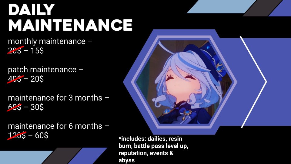 skirkreeyn's tweet image. GENSHIN PILOT SERVICES SALE

opening sales on 3 different services ^_^ the pictures given has the before and after prices of the sale. feel free to check it out!

avail by dming me or fill up the form in my bio &amp;lt;3 all of the slots are free atm! #genshinpilot #genshintwt #Genshin