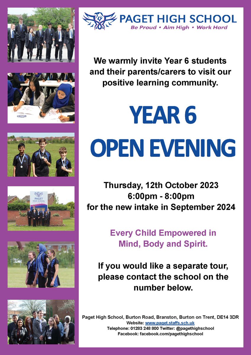 Year 6 Open Evening

On Thursday, 12th October we are having a year 6 open evening and would love for you to come along and join us. This will be taking place from 6:00pm - 8:00pm.
