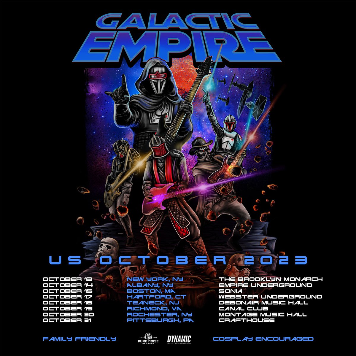 NORTH EAST UNITED STATES - Tour begins in two weeks! Witness the Empire LIVE as we sonically annihilate your local systems. #galacticempire #tour #starwars #metal #band #metalband #cosplay