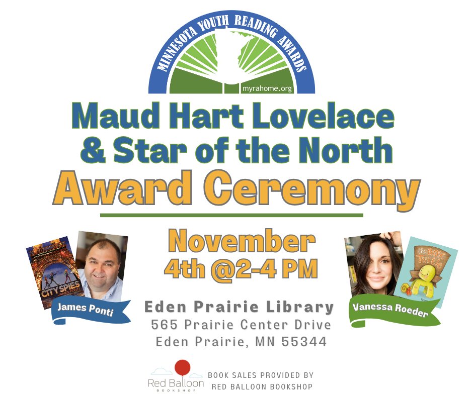 Don't forget! our big Awards event is Nov 2nd @ Eden Prairie Library. See you there!