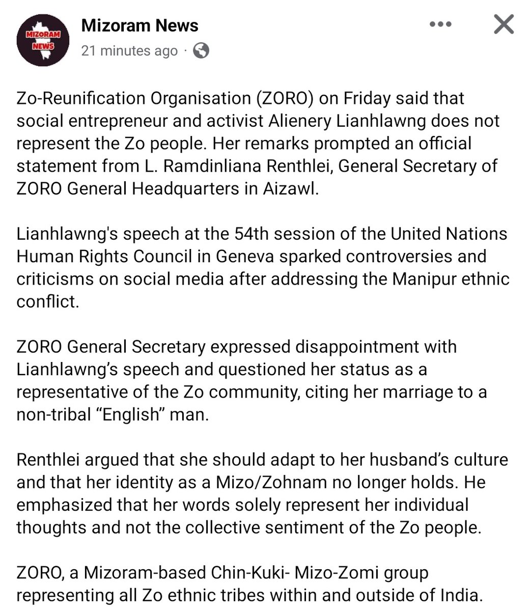 ph_lenox's tweet photo. "She should adapt to her culture"

Outdated culture which promotes small mindedness shouldn't be promoted.

Again Mizoram has shown their primitive lifestyle. https://t.co/NGuxwL95b1