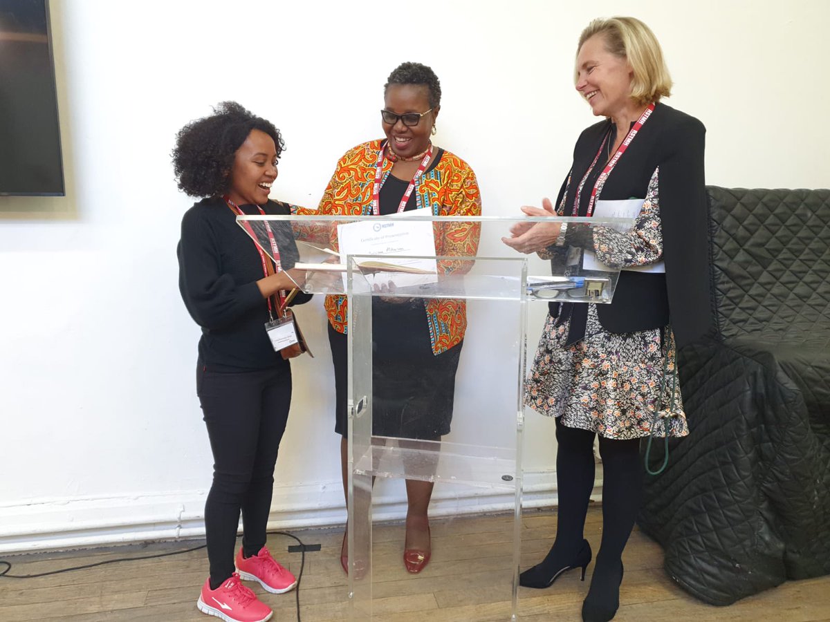 .@drwendyharrison and @MargaretGyapong
present the award for best scientific poster to entomologist Sylviane Miharisoa at #RSTMH2023 for her poster about anopheles and malaria prevalence in southeastern Madagascar 👏 #BeatNTDs