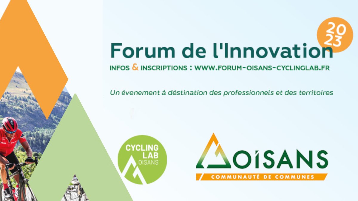 🟢🟠 Cycling Lab Oisans - Le forum de l'innovation 2023 approche. 🚲 
📆 Mercredi 18 octobre - de 9 h à 15 h 30 
📍 Palais des Sports - Les 2 Alpes
#isereattractivite présentera l'itinéraire cyclo La Belle Via et le dispositif Alvéole et services vélo
👉 forum-oisans-cyclinglab.fr