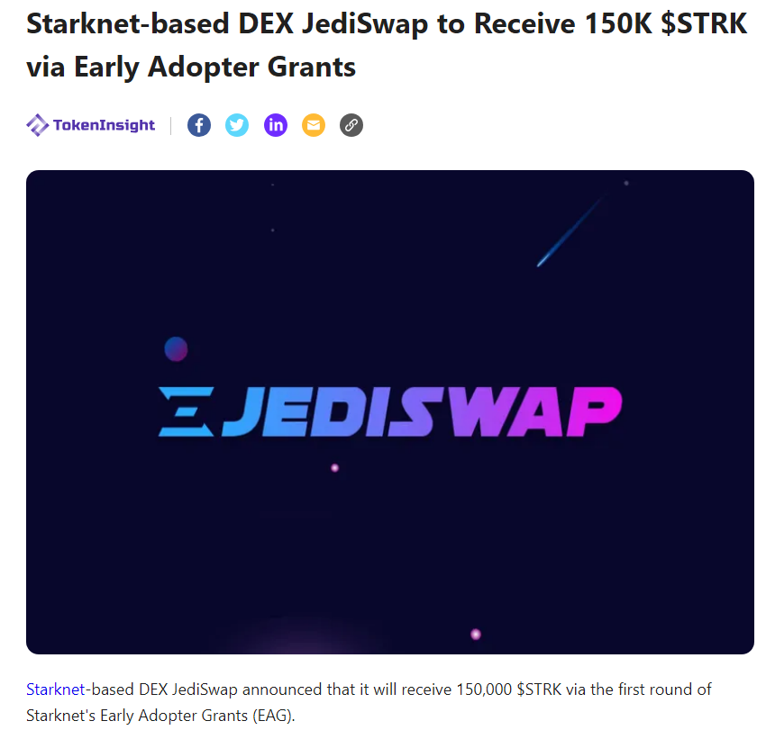 CC2Ventures's tweet photo. One of those 'deep value' tasks you almost can't afford to not do, as Starknet may now classify your account as 'developer'.

And Starknet is definitely a developer-centered L2, evidenced by their Early Adopter Grants to various projects.

Cost: $0.60

https://t.co/Zqp48TZGg4 https://t.co/OG1J8ylDcf