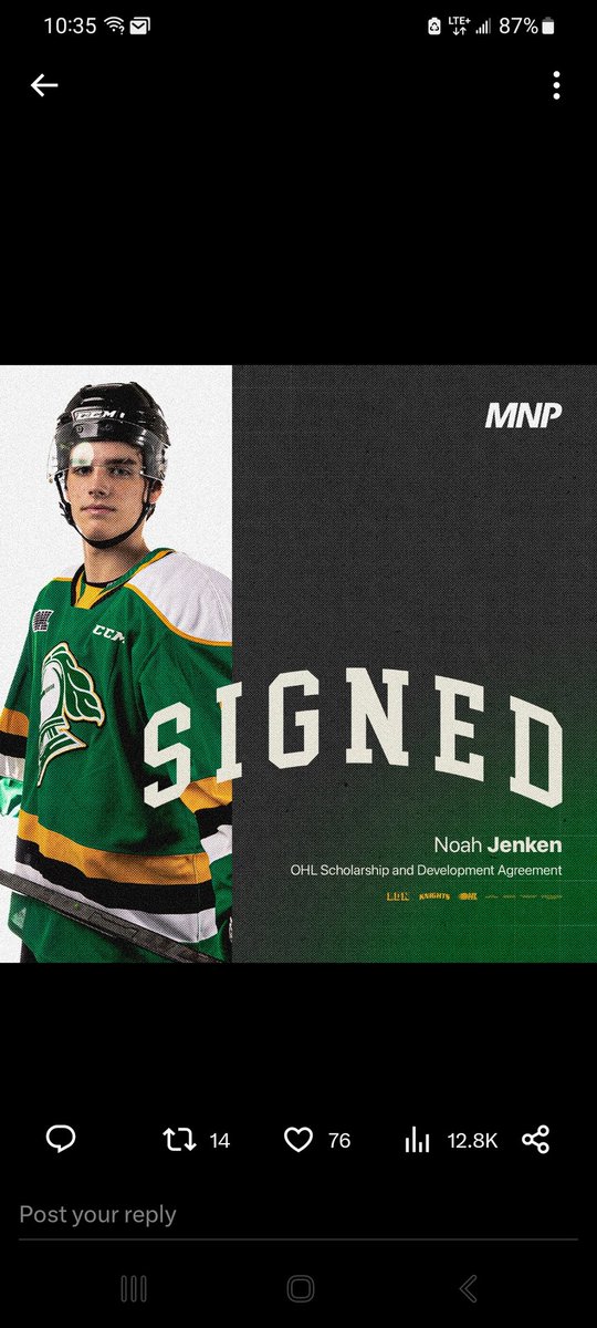 Congrats to <a href="/ICEHockeyAgency/">PAUL OSTBY</a> client and friend Noah Jenken on signing with the <a href="/LondonKnights/">London Knights</a>