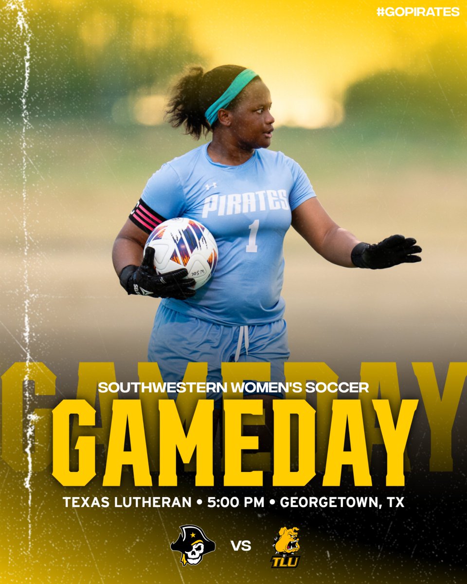 #GAMEDAY | @SUPiratesWSOC 🆚 @TLUWSOC ⏰ 5:00 PM 📍 Georgetown, Texas 📺portal.stretchinternet.com/swu/