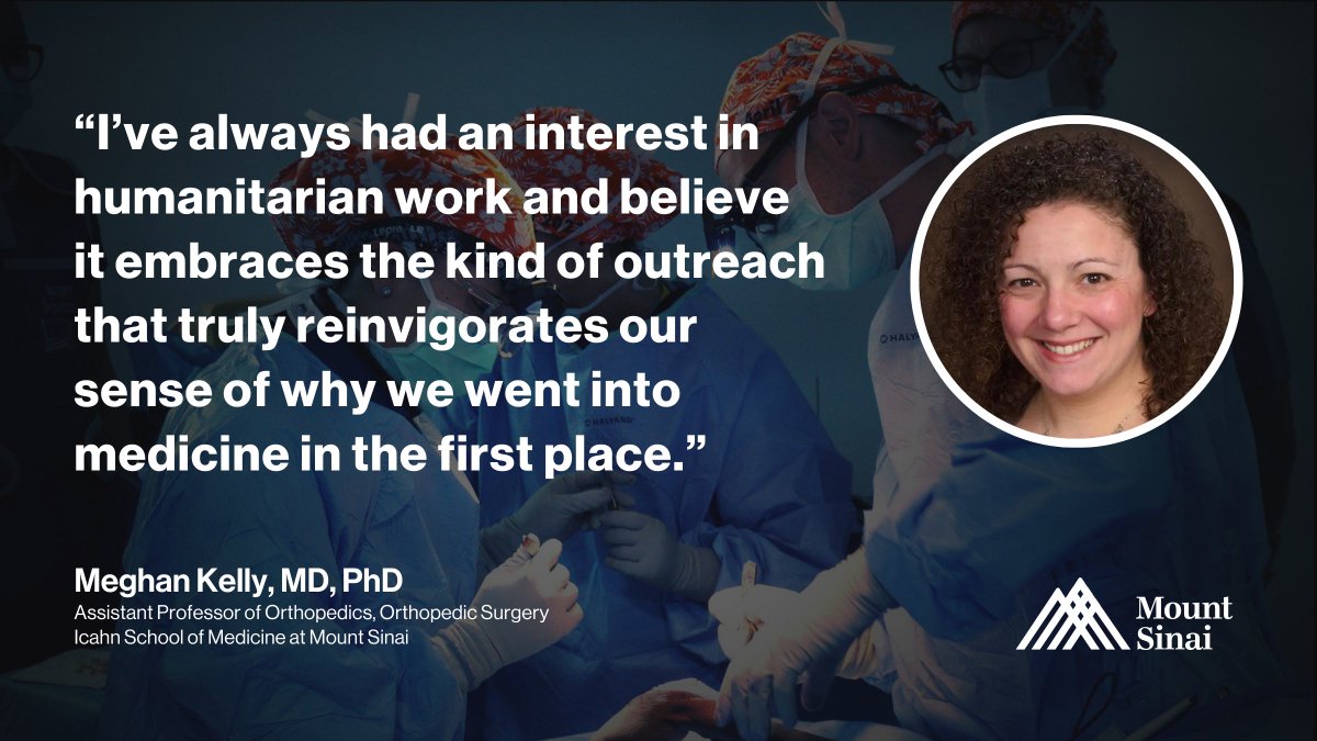 Mount Sinai Health System (@mountsinainyc) on Twitter photo Dr. Meghan Kelly of <a href="/MountSinaiOrtho/">Mount Sinai Orthopedics</a> is making a global impact in #orthopedic care for those battling foot and ankle issues worldwide. Her visit to the Dominican Republic paved the path for visiting surgeons and teams to assist orthopedic patients in need: mshs.co/3EOfUYb Dr. Meghan Kelly of <a href="/MountSinaiOrtho/">Mount Sinai Orthopedics</a> is making a global impact in #orthopedic care for those battling foot and ankle issues worldwide. Her visit to the Dominican Republic paved the path for visiting surgeons and teams to assist orthopedic patients in need: mshs.co/3EOfUYb