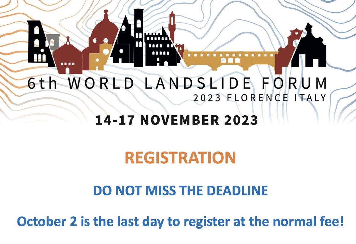 6th World Landslide Forum registration deadline #WLF6 wlf6.org/registration-a…