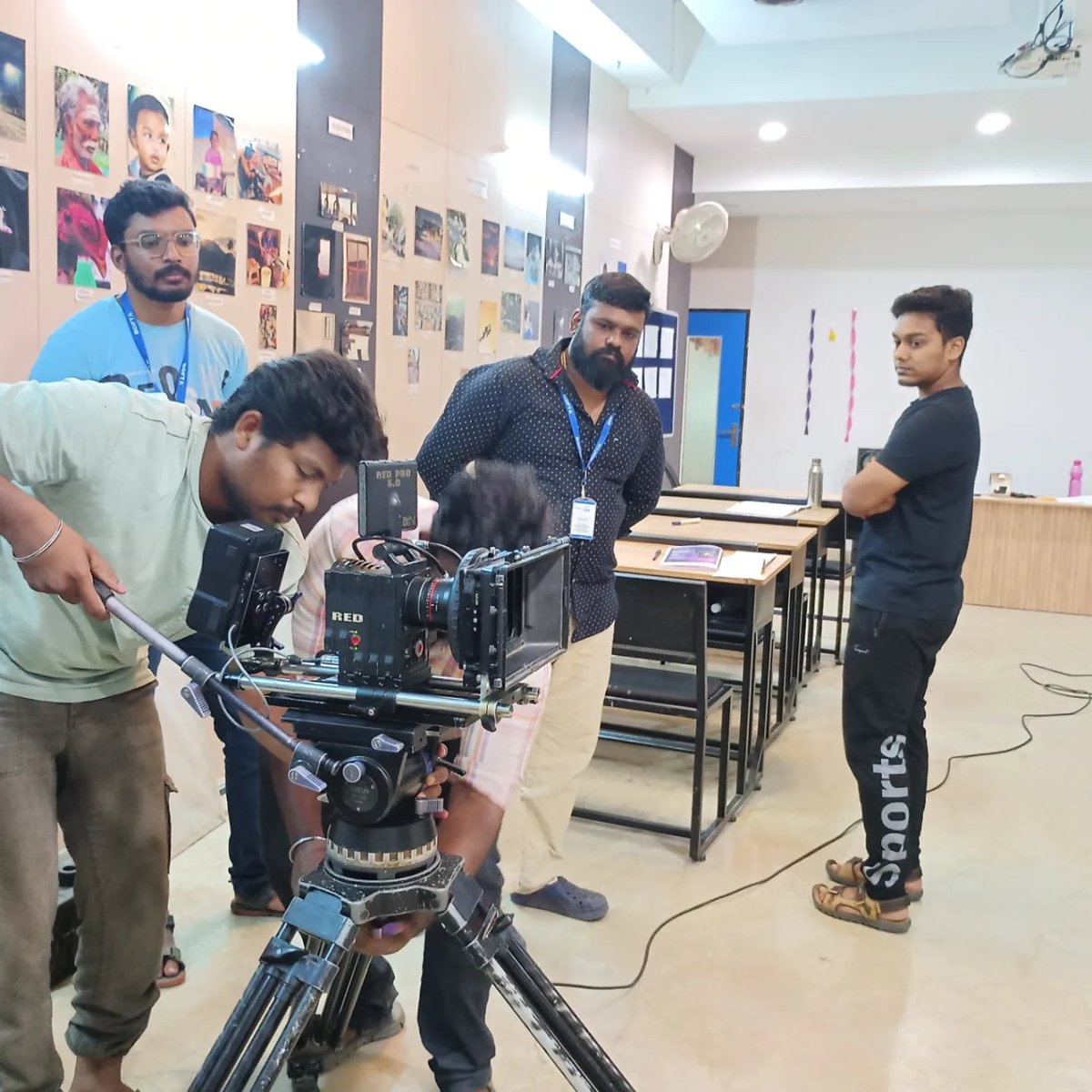 Staging a scene practicals for BOFTA cinematography students using RED digital cinema cameras.