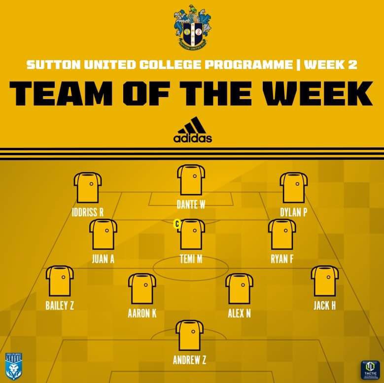 SuttonUtdCA's tweet photo. 𝐓𝐞𝐚𝐦 𝐎𝐟 𝐓𝐡𝐞 𝐖𝐞𝐞𝐤 🤩🤩

Our Reds &amp; Whites mixed together this week to make our team of the week.

The players have excelled on and off the pitch. Brilliant on the pitch and have applied themselves well in their lessons. Bring on next week. 🟡🟤 https://t.co/aJpN84MXyT