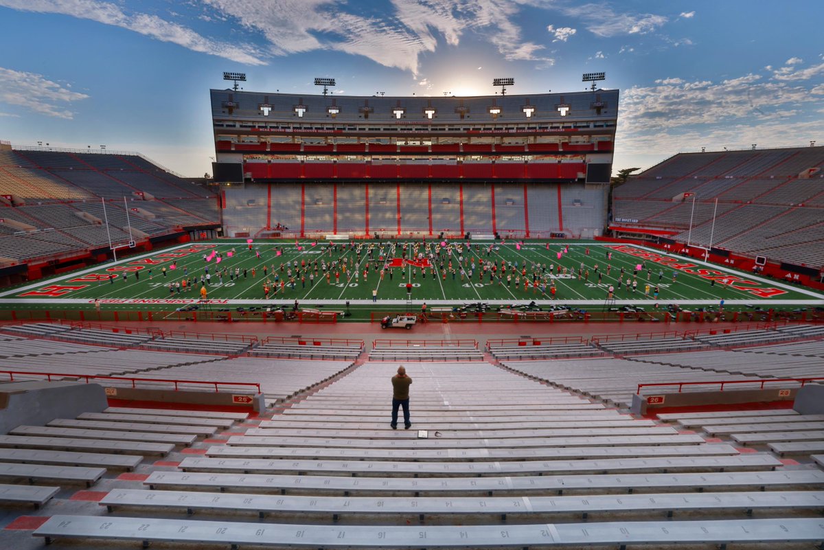 RodneyDBennett's tweet photo. The work that the Cornhusker Marching Band puts in getting ready for a game day is unmatched. They truly are the Pride of All Nebraska. https://t.co/ff1VJUO4WV https://t.co/t9Jj8j6WtZ
