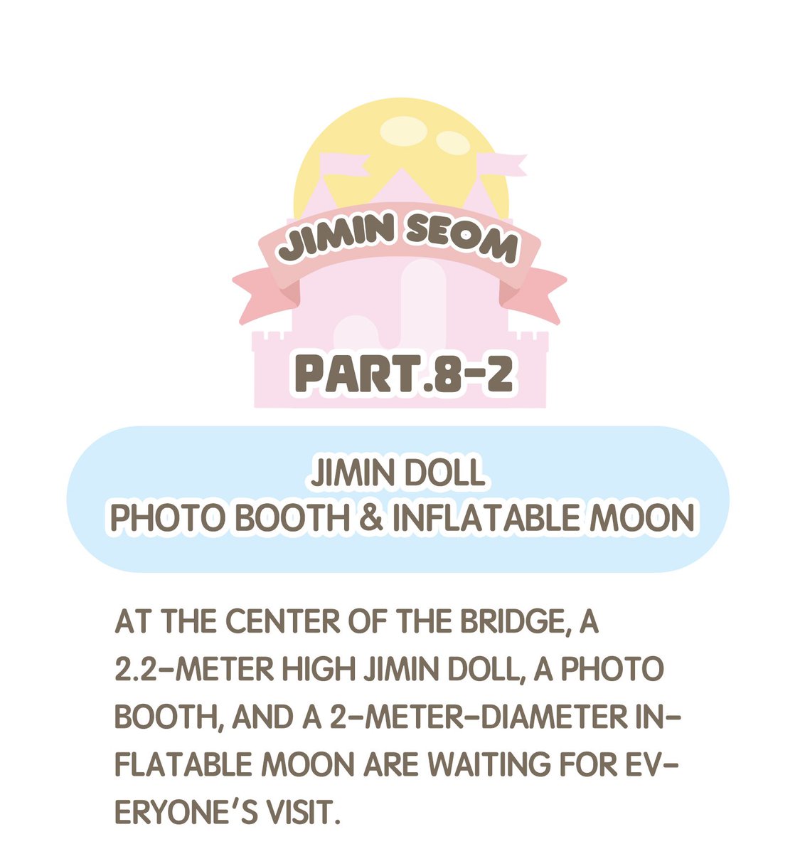 JIMINMoonRising's tweet photo. Jimin doll, Photo Booth &amp; Inflatable Moon

At the center of the bridge, a 2.2-meter high Jimin doll, a photo booth, and a 2-meter-diameter inflatable moon are waiting for everyone's visit. https://t.co/N2gXf0E6W2