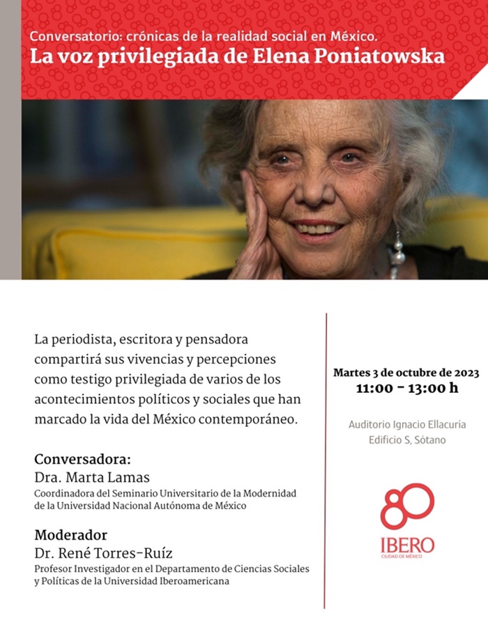 IBERO_mx's tweet photo. ¡Recuerda que la próxima semana la IBERO recibirá la visita de Elena Poniatowska!
Aparta la fecha y aprende este ícono del periodismo y la literatura.
📅 3 de octubre
⌚ 11:00 horas
💺 Auditorio Ignacio Ellacuría, S.J. https://t.co/U8LGuBIxpL