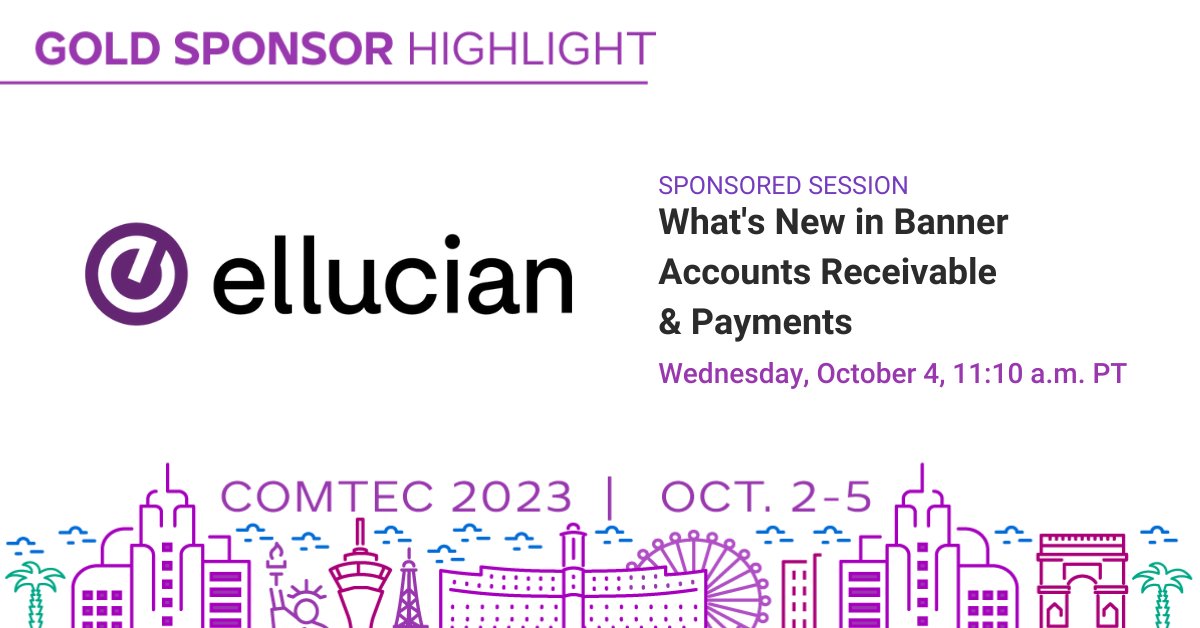 TouchNet's tweet image. Learn all about the newest features for Banner Accounts Receivable at #COMTEC2023 and the work being done with TouchNet to support colleges and universities as they move to SaaS.

Connect with @EllucianInc in Las Vegas, October 2-5.

Register here: bit.ly/48wWqF6