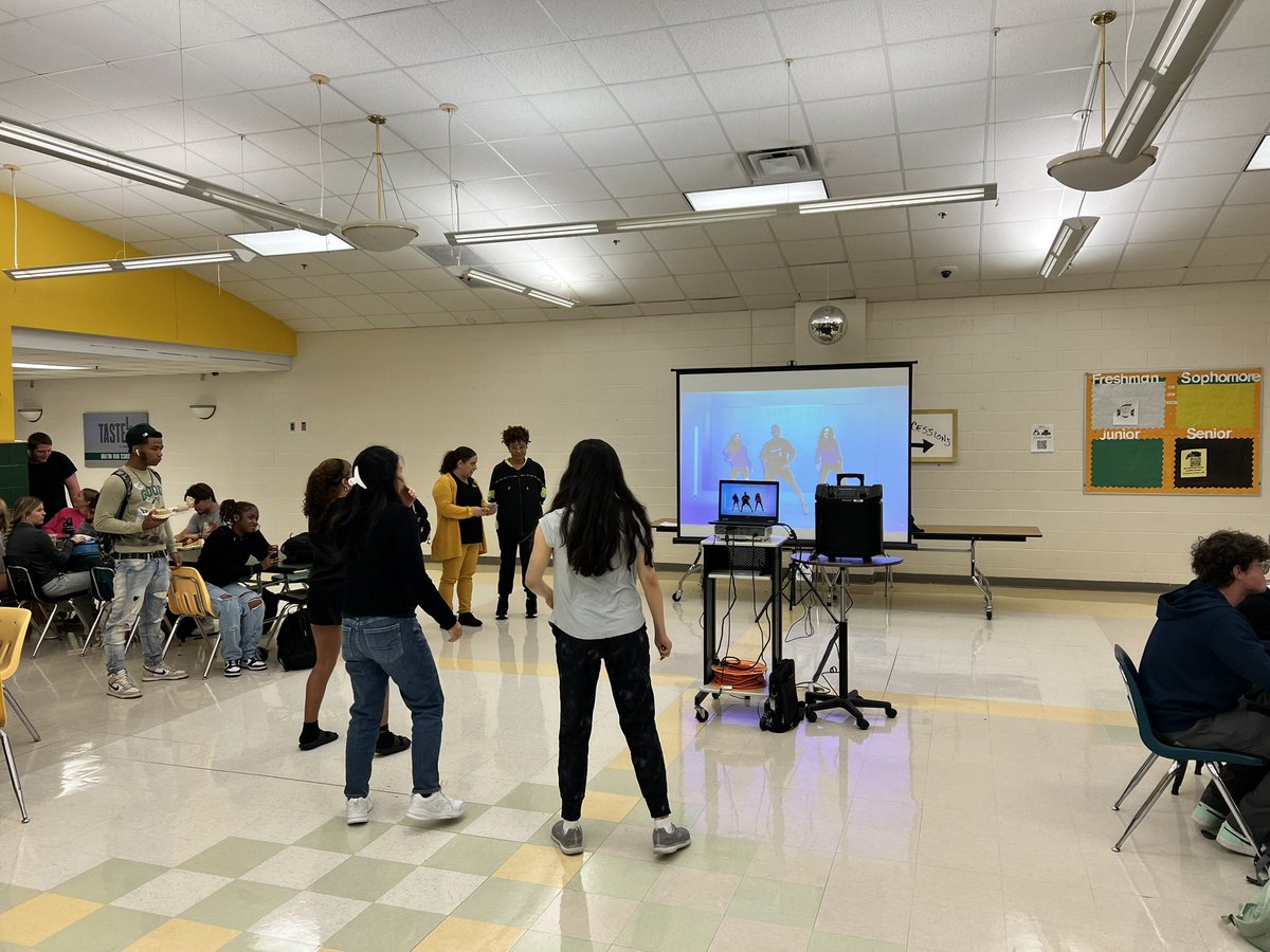 BrutonHS's tweet photo. Celebrating Hispanic Heritage Month today with a Zumbathon during lunches! 🎶 #hispanicheritagemonth #pantherpride @YCSD https://t.co/Bs5vQqBgl4